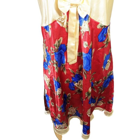 Do Not Disturb Sleep Dress Womens L Silky Bow Roses Ruffle Multicolor Romantic - Picture 4 of 6